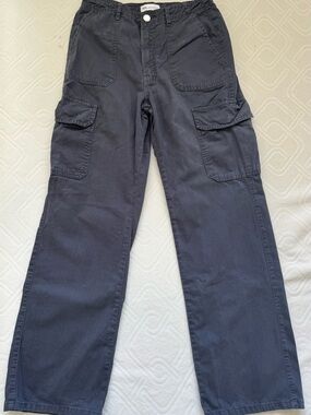 Women’s Bluish Washed Black Cargo Pants - Zara, 100% cotton